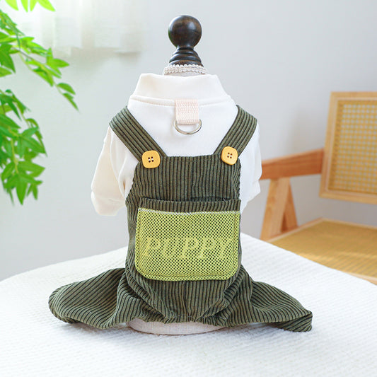 Green Stripe Dog Jumpsuit