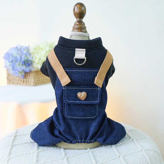 Navy Denim Dog Jumpsuit