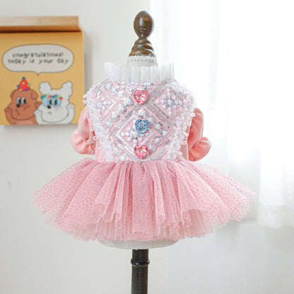 Pink Princess Lace Dog Dress