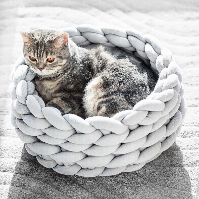 Cat Basket Bed Cotton Knitted Round Pet Beds