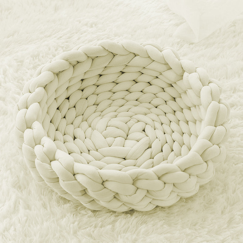 Cat Basket Bed Cotton Knitted Round Pet Beds