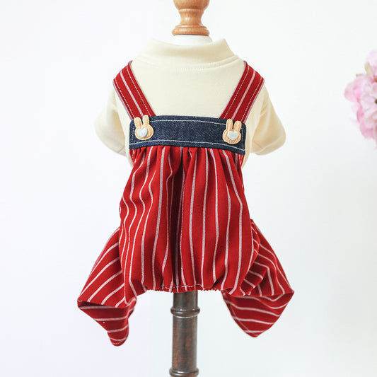 Red Stripe Dog Jumpsuits