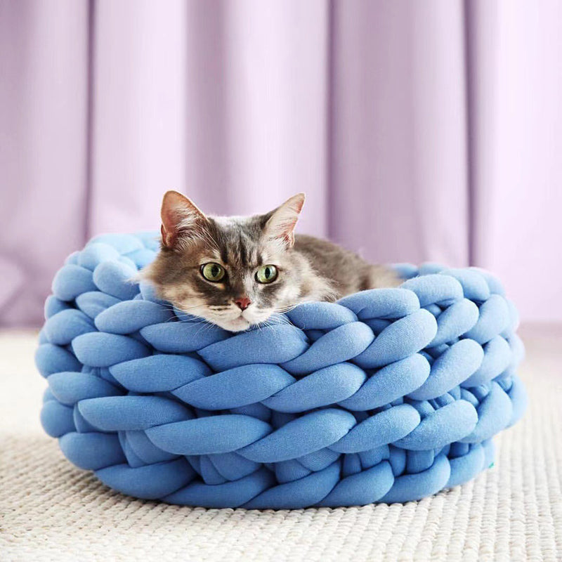 Cat Basket Bed Cotton Knitted Round Pet Beds